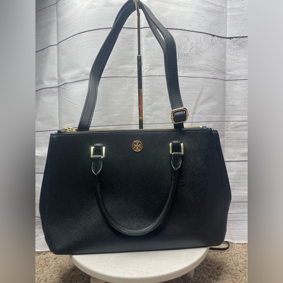 Tory Burch Handbags - TORY BURCH Saffiano Leather Double Zip Tote with Crossbody Strap